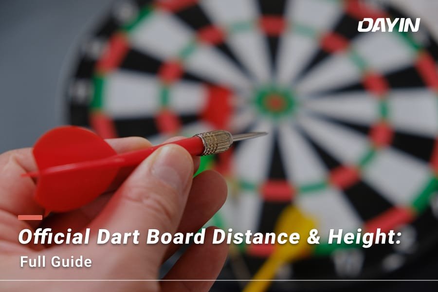 Home 56 Standard dart board distances are 7' 9¼" (steel-tip) and 8' (soft-tip). Learn about the official height and explore professional setup advice in our guide.