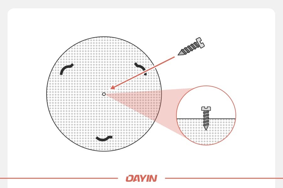 A demonstration of how the center screw should be inserted.