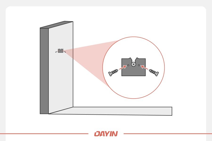 A demonstration of how the bracket should be secured to the wall.