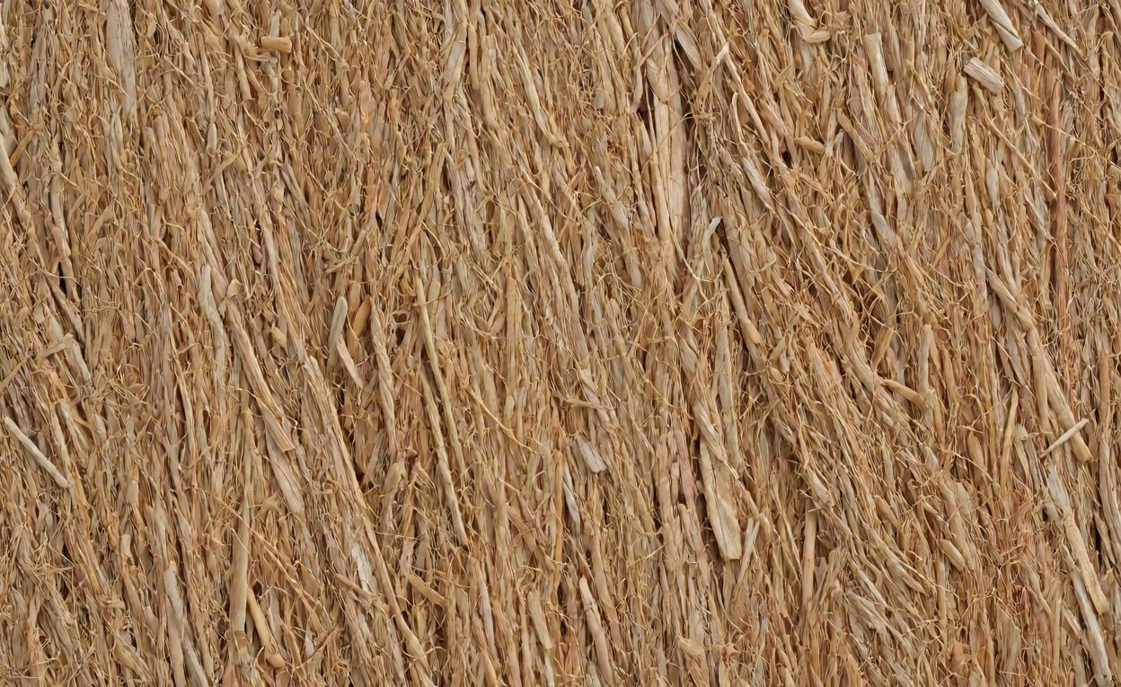 Macro view of compressed natural fibre bundles forming a board face